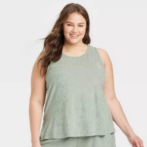 NWOT A NEW DAY Terry Tank Top, Light Green, Size 3X - Picture 1 of 9